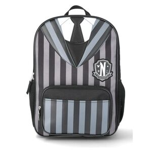 WEDNESDAY Kids Striped Black & Gray School Backpack